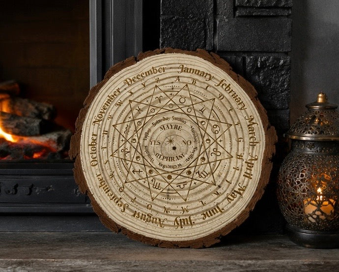 22cm Wooden Dowsing Board & Pendulum Board – Engraved Divination Board