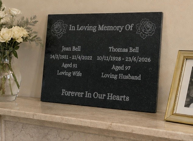 Personalised Granite Grave Marker With 2 Names – 40x30cm Memorial Plaque