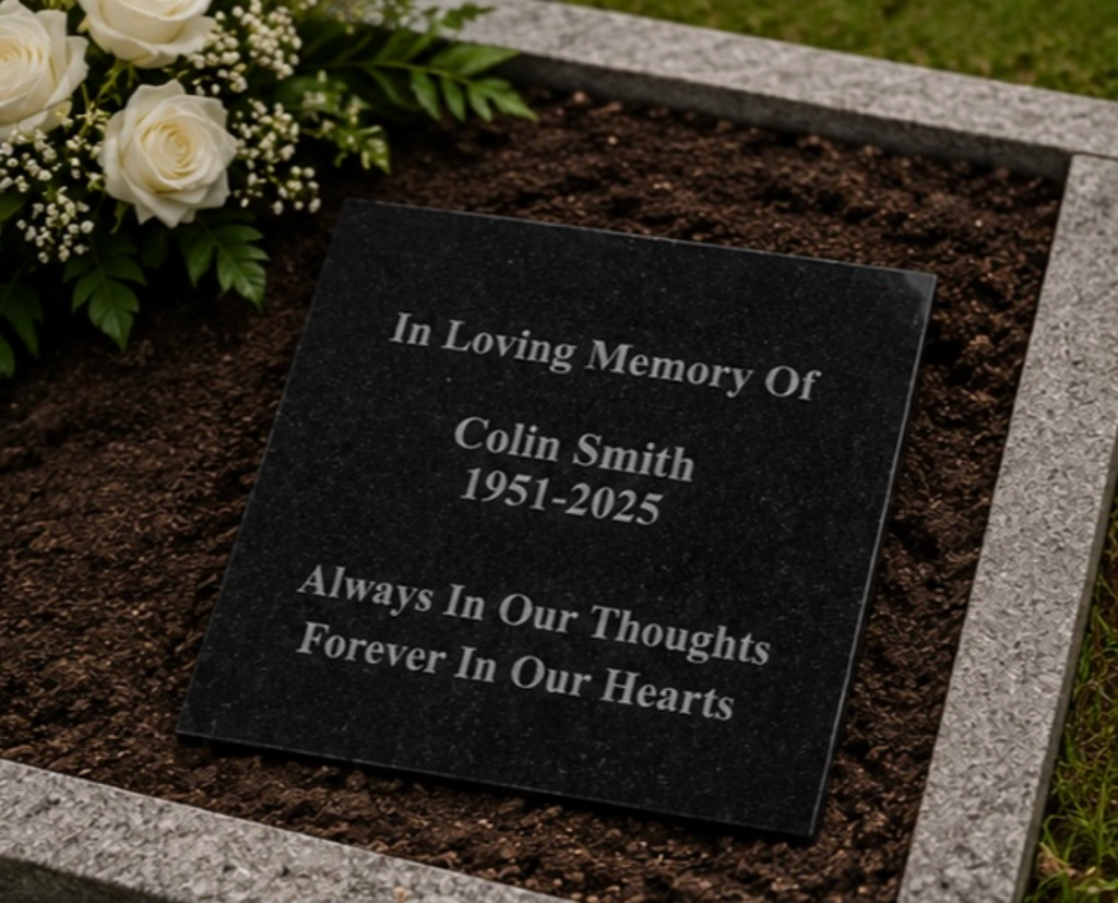 Personalised Engraved Granite Grave Marker Memorial | 20 x 20cm Weatherproof Temporary Headstone