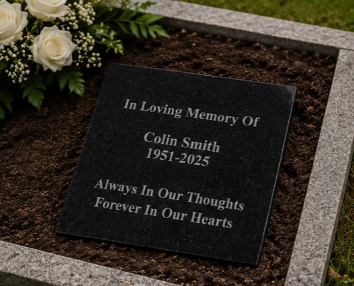 Personalised Engraved Granite Grave Marker Memorial | 20 x 20cm Weatherproof Temporary Headstone