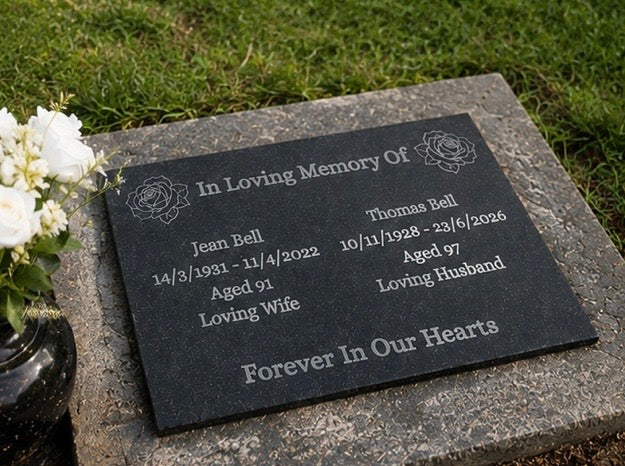 Personalised Granite Grave Marker With 2 Names – 40x30cm Memorial Plaque