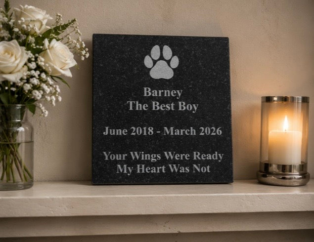 Personalised Dog & Pet Memorial Granite Plaque – 20x20cm