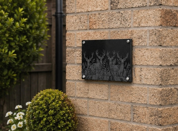 Engraved Deer Stag Granite Counter Protector & Plaque 40x30cm