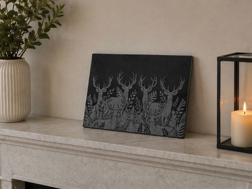 Engraved Deer Stag Granite Counter Protector & Plaque 40x30cm