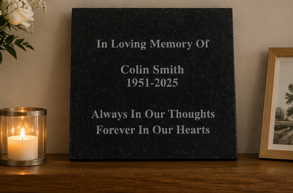 Personalised Engraved Granite Grave Marker Memorial | 20 x 20cm Weatherproof Temporary Headstone