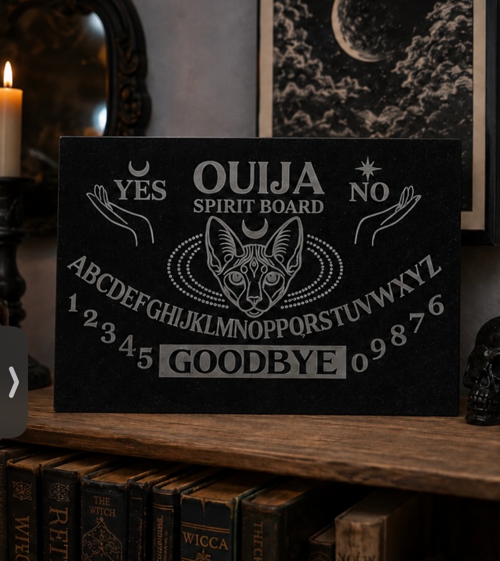 Engraved Granite Ouija Board | 40 x 30cm Counter Protector | Serving Board | Gothic Kitchen Décor