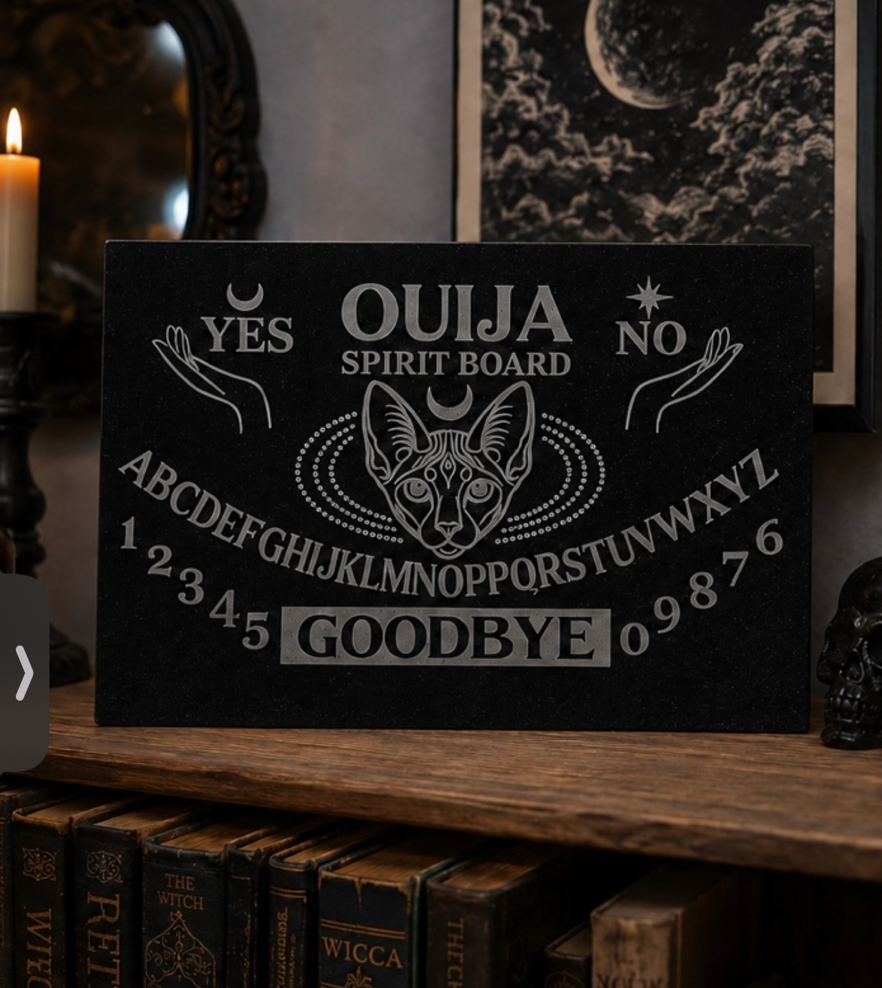 Engraved Granite Ouija Board | 40 x 30cm Counter Protector | Serving Board | Gothic Kitchen Décor