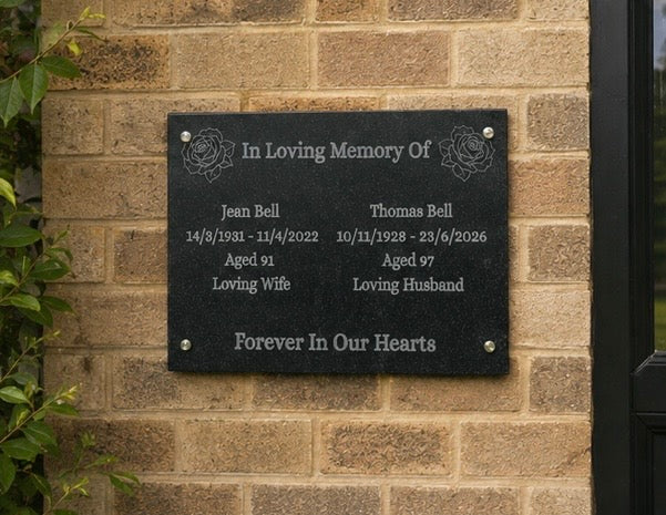 Personalised Granite Grave Marker With 2 Names – 40x30cm Memorial Plaque