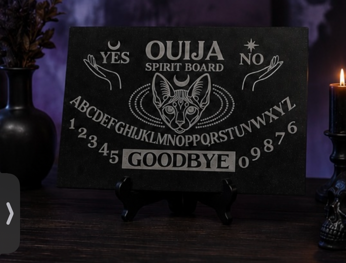 Engraved Granite Ouija Board | 40 x 30cm Counter Protector | Serving Board | Gothic Kitchen Décor
