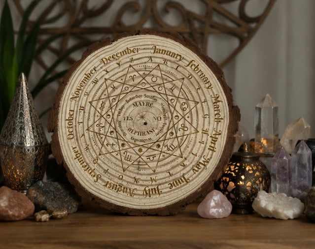 22cm Wooden Dowsing Board & Pendulum Board – Engraved Divination Board