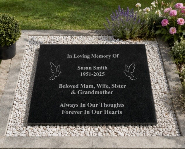 Personalised Engraved Granite Grave Marker – 40x30cm Memorial Plaque