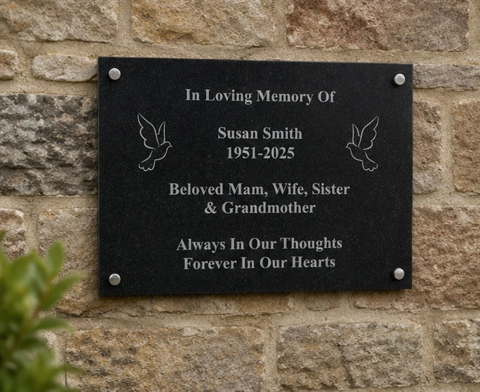 Personalised Engraved Granite Grave Marker – 40x30cm Memorial Plaque